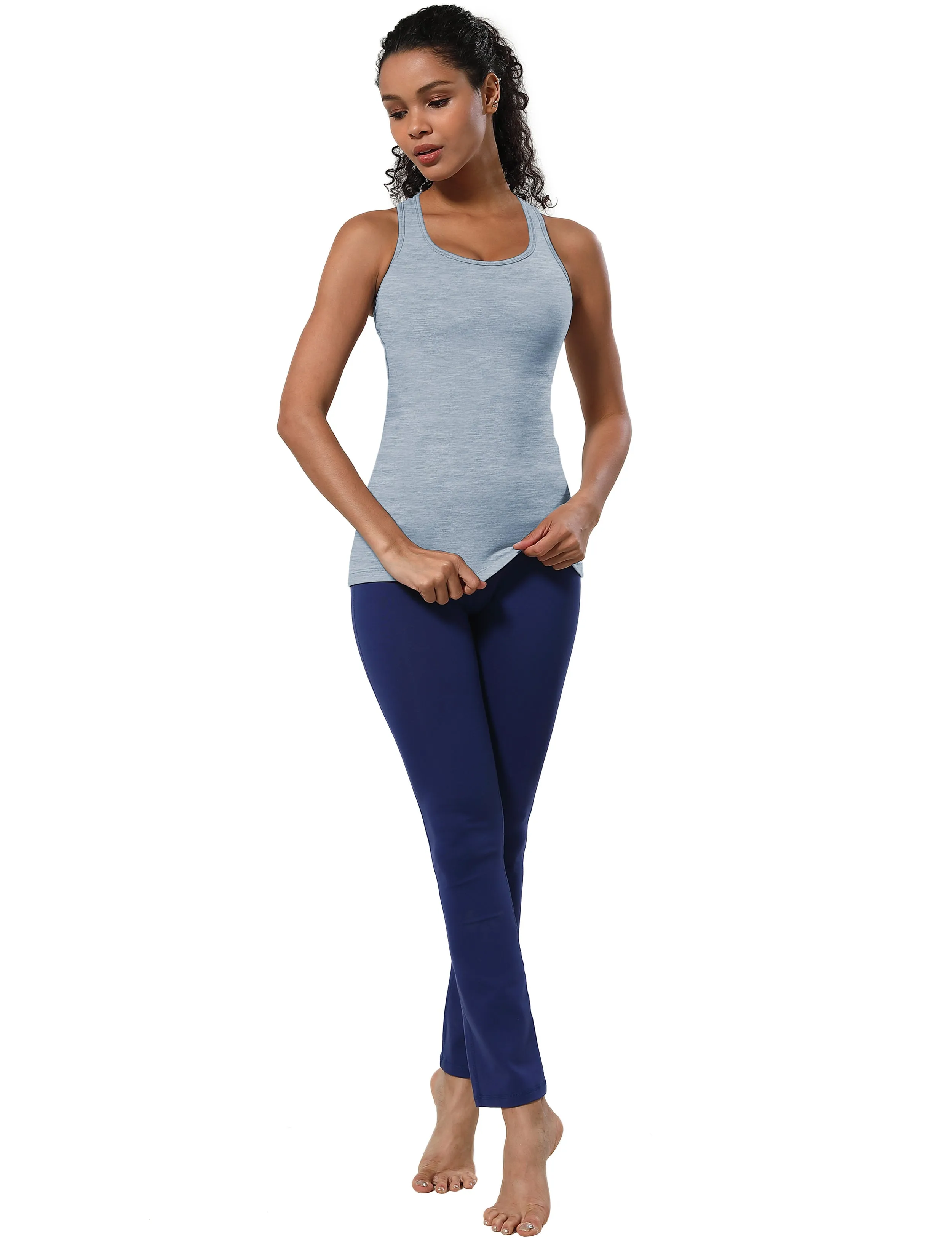 Racerback Athletic Tank Tops heatherblue_Plus Size