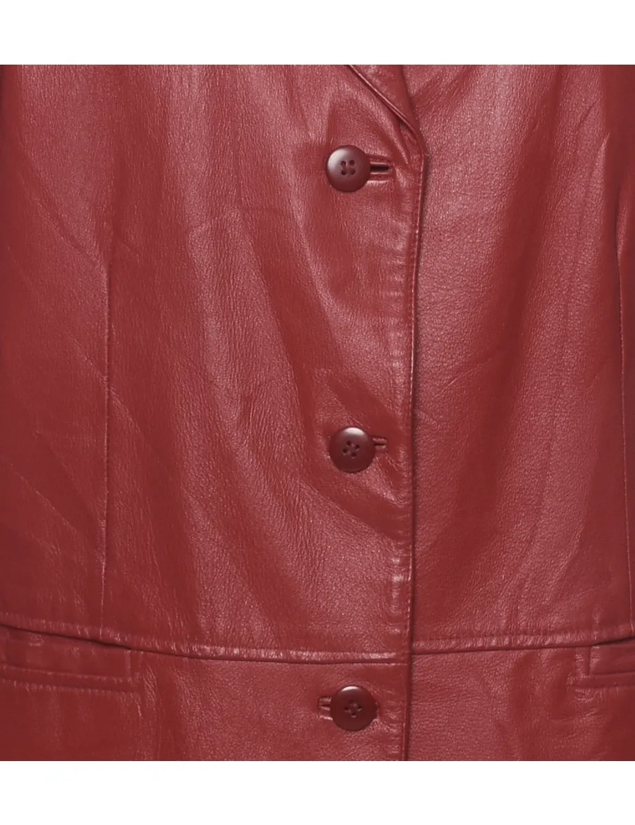 Red Leather Jacket - L