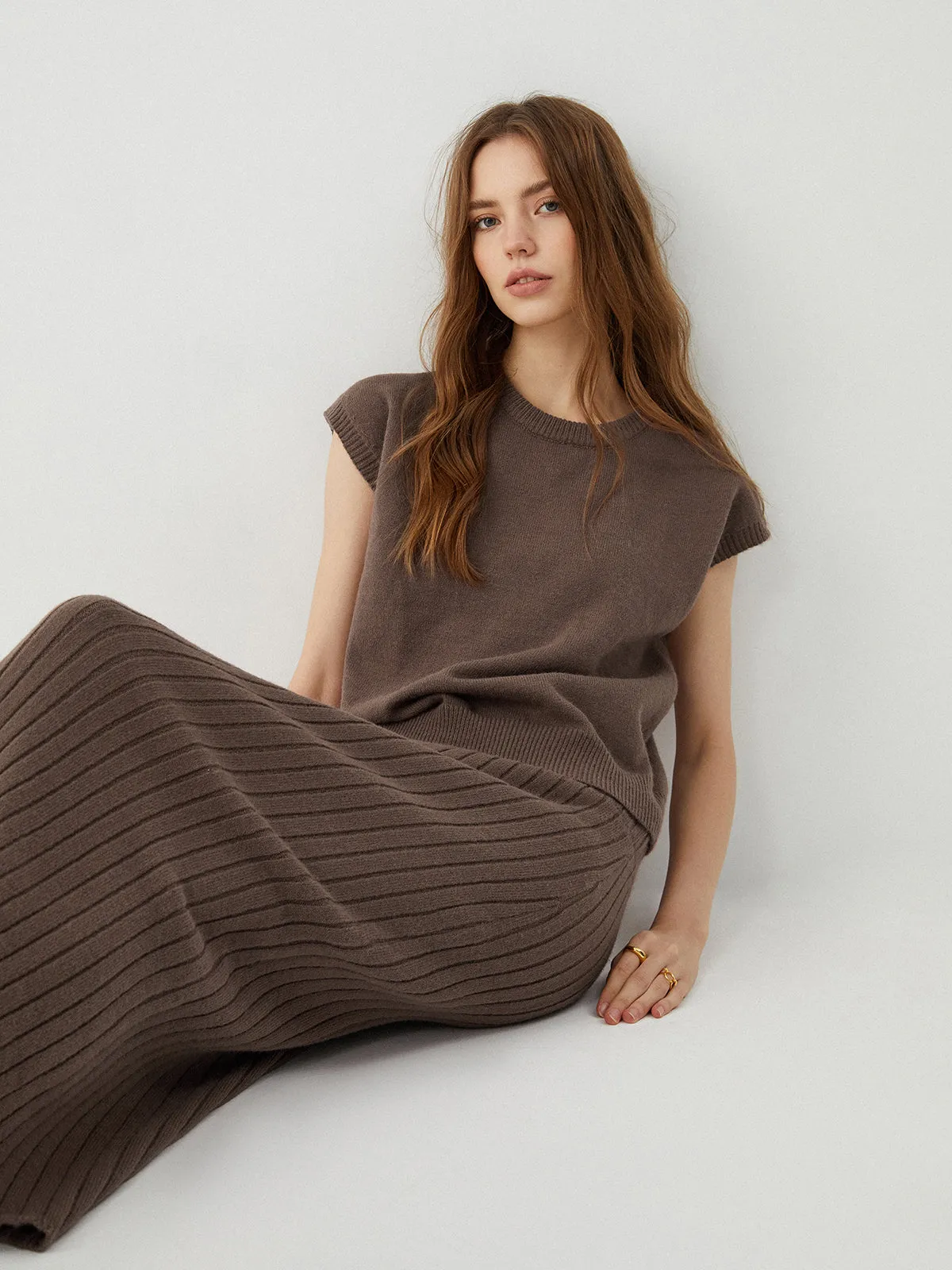 Ribbed Knit Graceful Sweater Dress Set