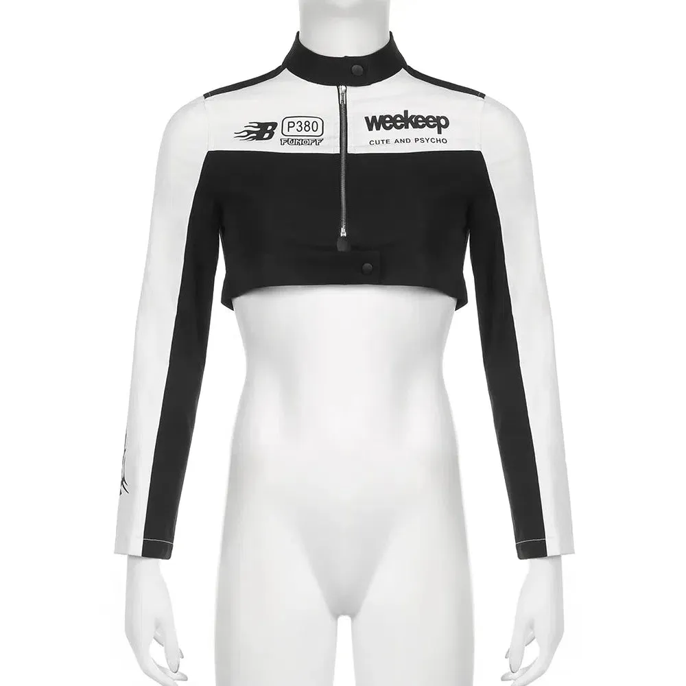 Rockmore Fashion Cropped Jackets for Women Biker Style Coat