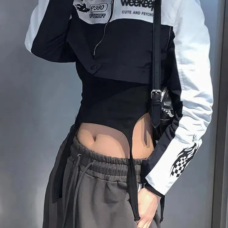 Rockmore Fashion Cropped Jackets for Women Biker Style Coat