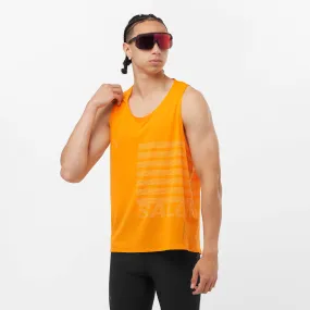 Salomon | Men's Sense Aero GFX Singlet - Zinnia/White