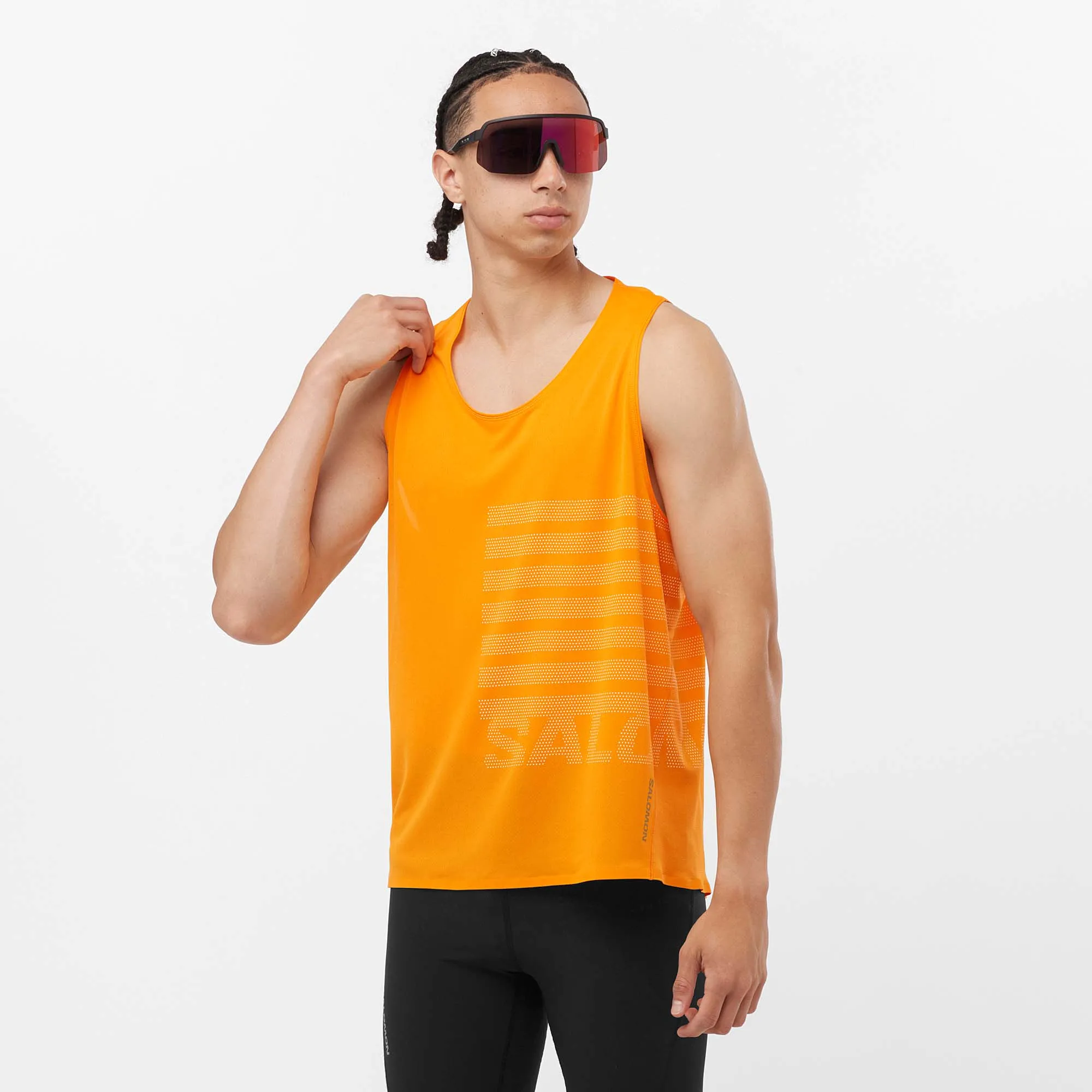 Salomon | Men's Sense Aero GFX Singlet - Zinnia/White