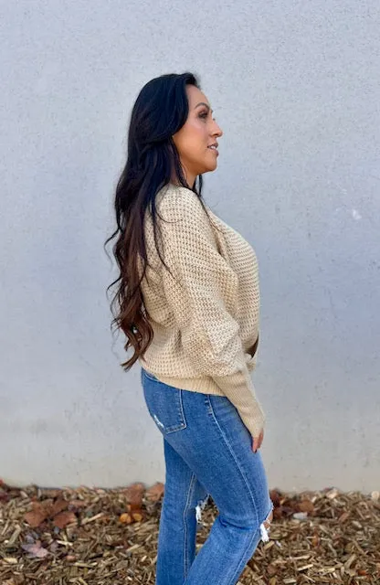 Scarlett V Neck Cross Knit Sweater