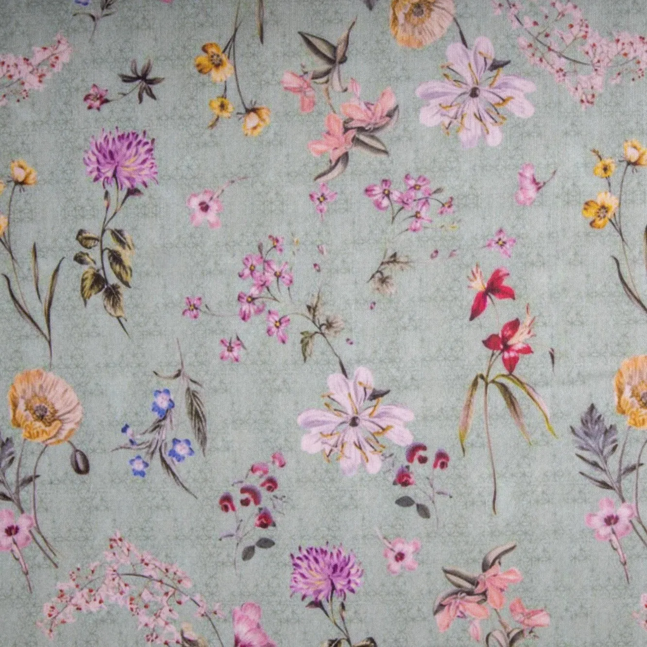Sea Green Floral Print Viscose Voile Fabric