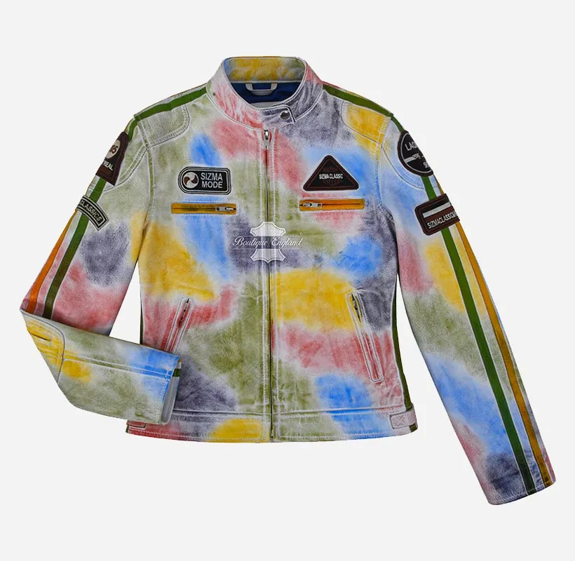 SIZMA MODE Multicolored Women Biker Leather Jacket