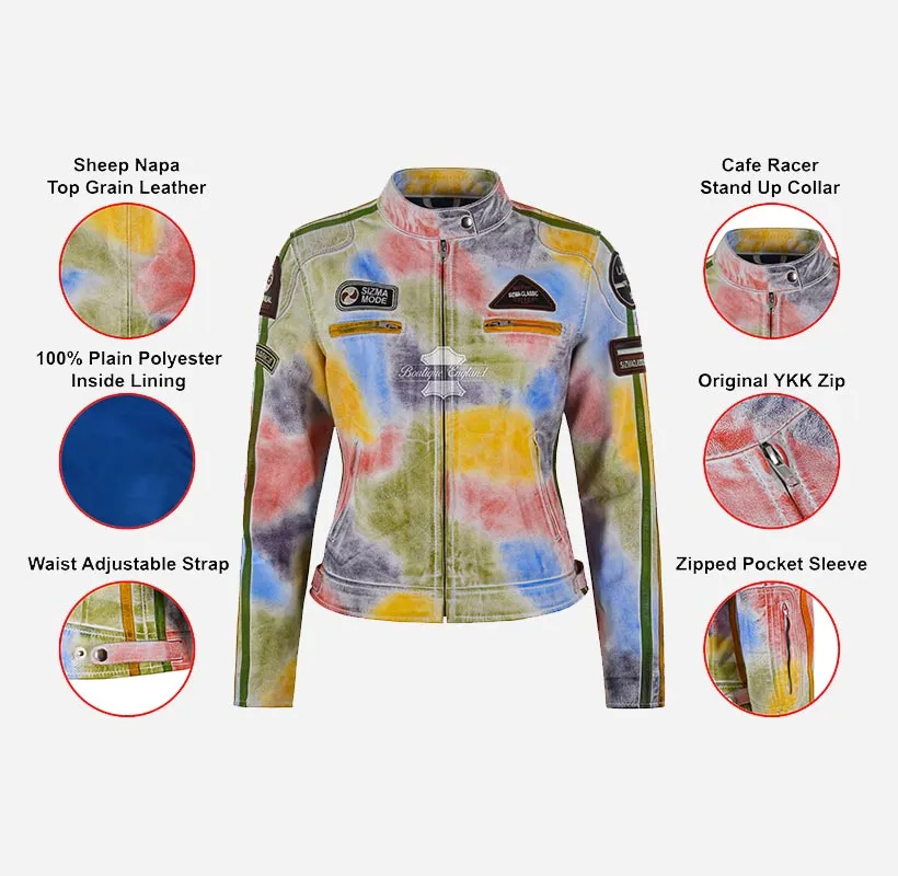 SIZMA MODE Multicolored Women Biker Leather Jacket