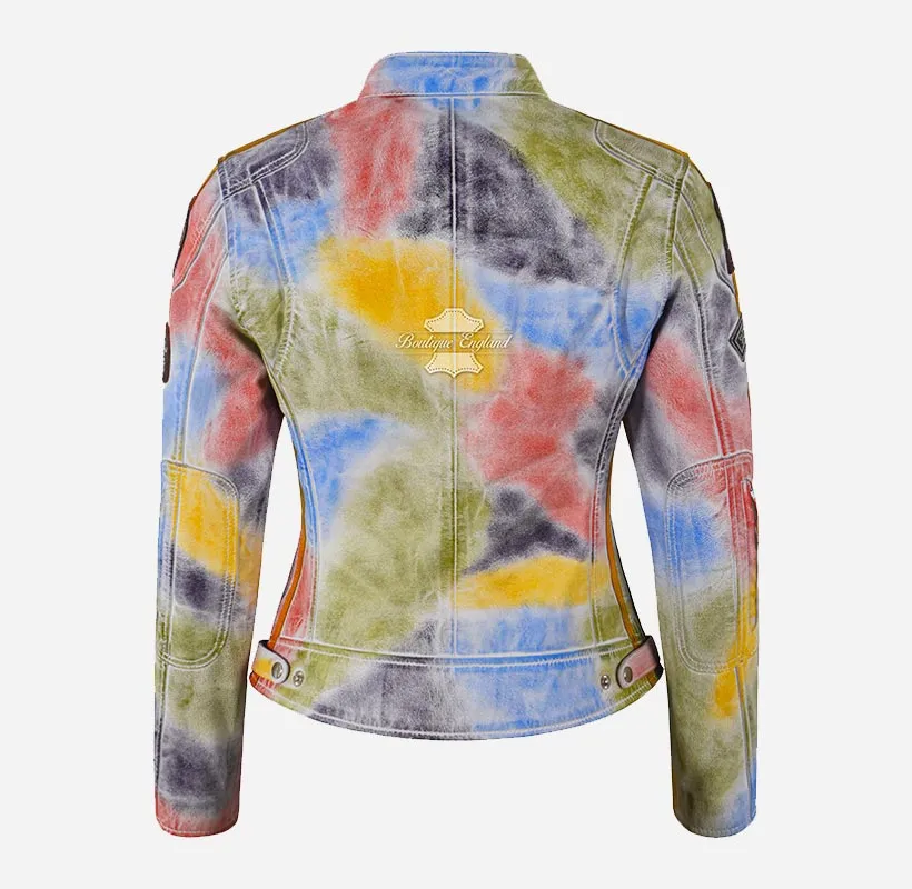 SIZMA MODE Multicolored Women Biker Leather Jacket