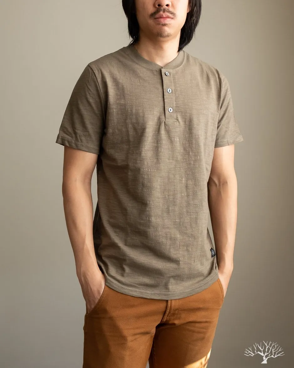 Slub Short-Sleeve Henley - Olive