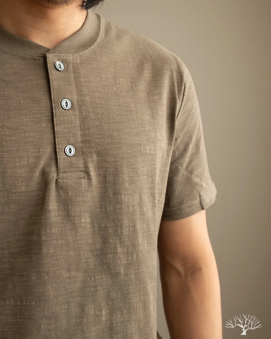 Slub Short-Sleeve Henley - Olive