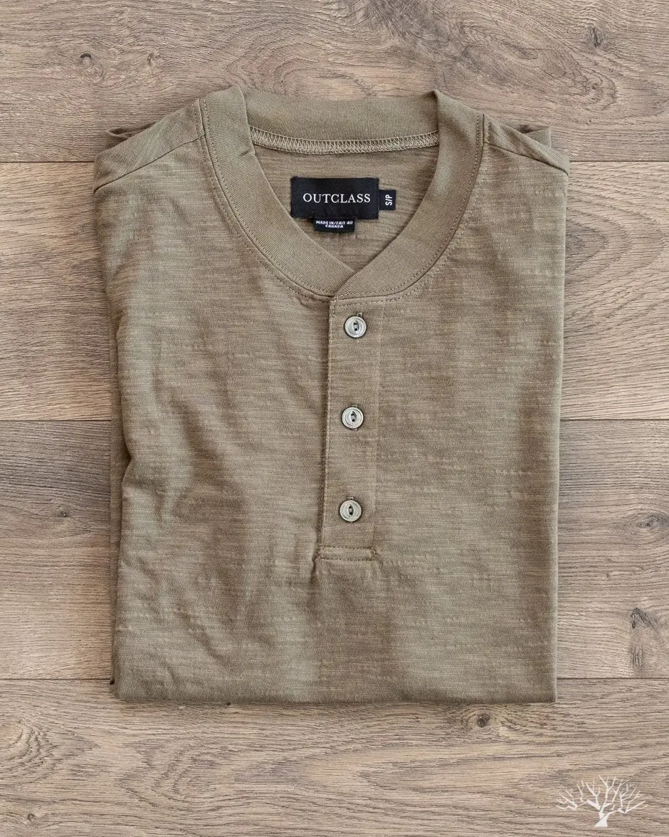 Slub Short-Sleeve Henley - Olive