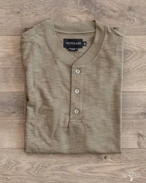 Slub Short-Sleeve Henley - Olive
