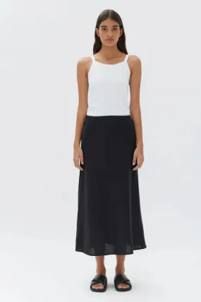 Stella Linen Bias Skirt Black