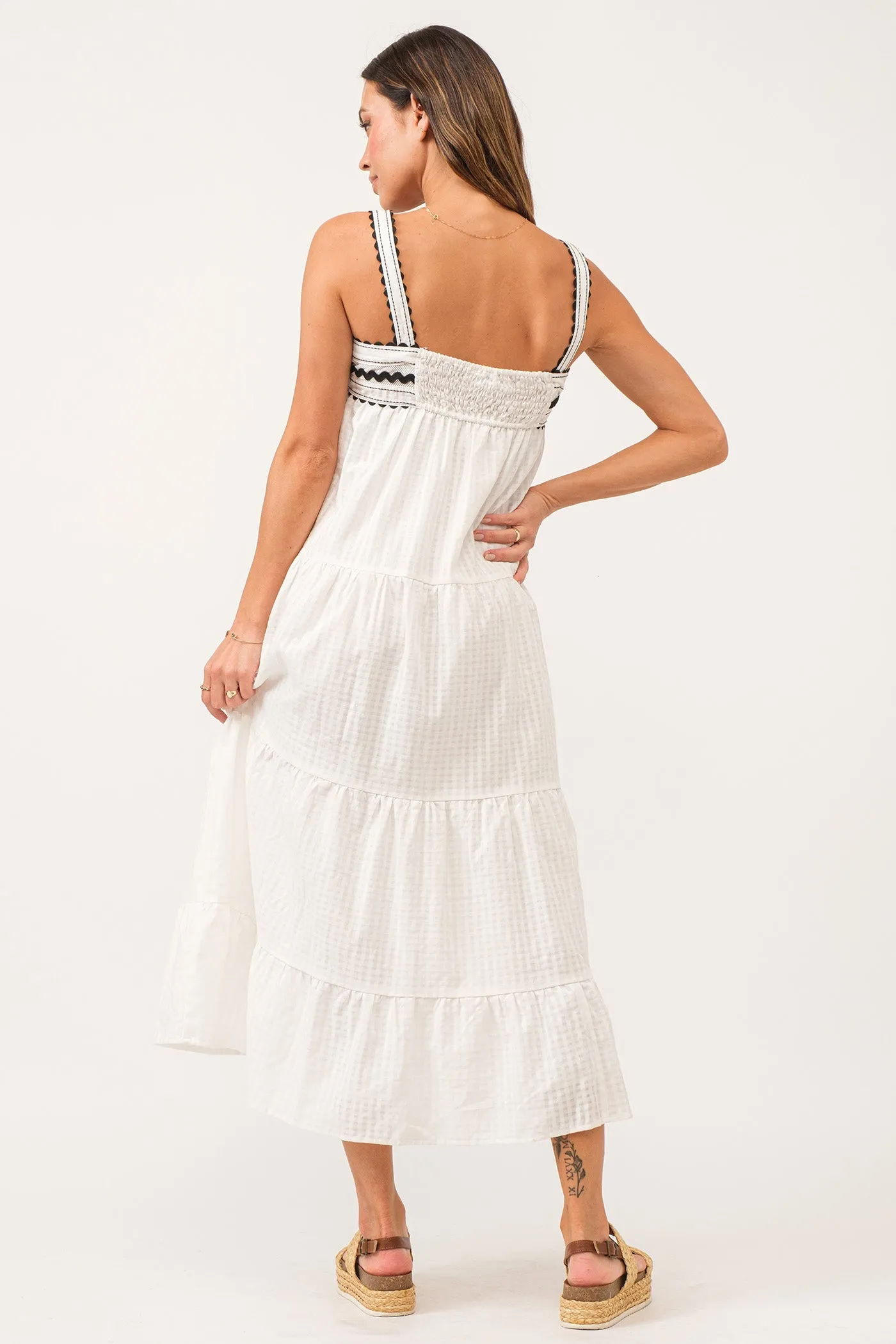 STEVIE RUCHED STRAP DRESS WHITE