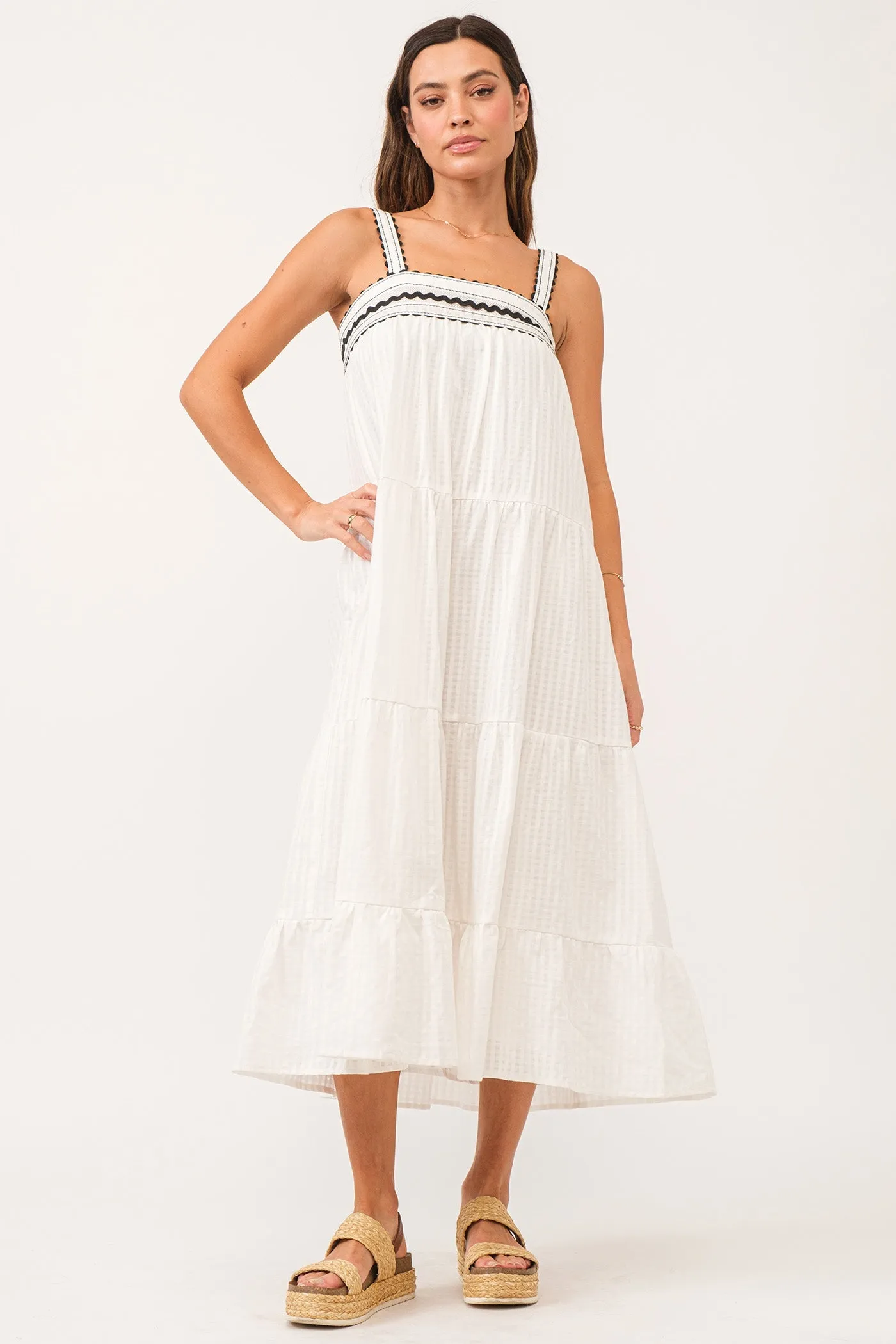 STEVIE RUCHED STRAP DRESS WHITE