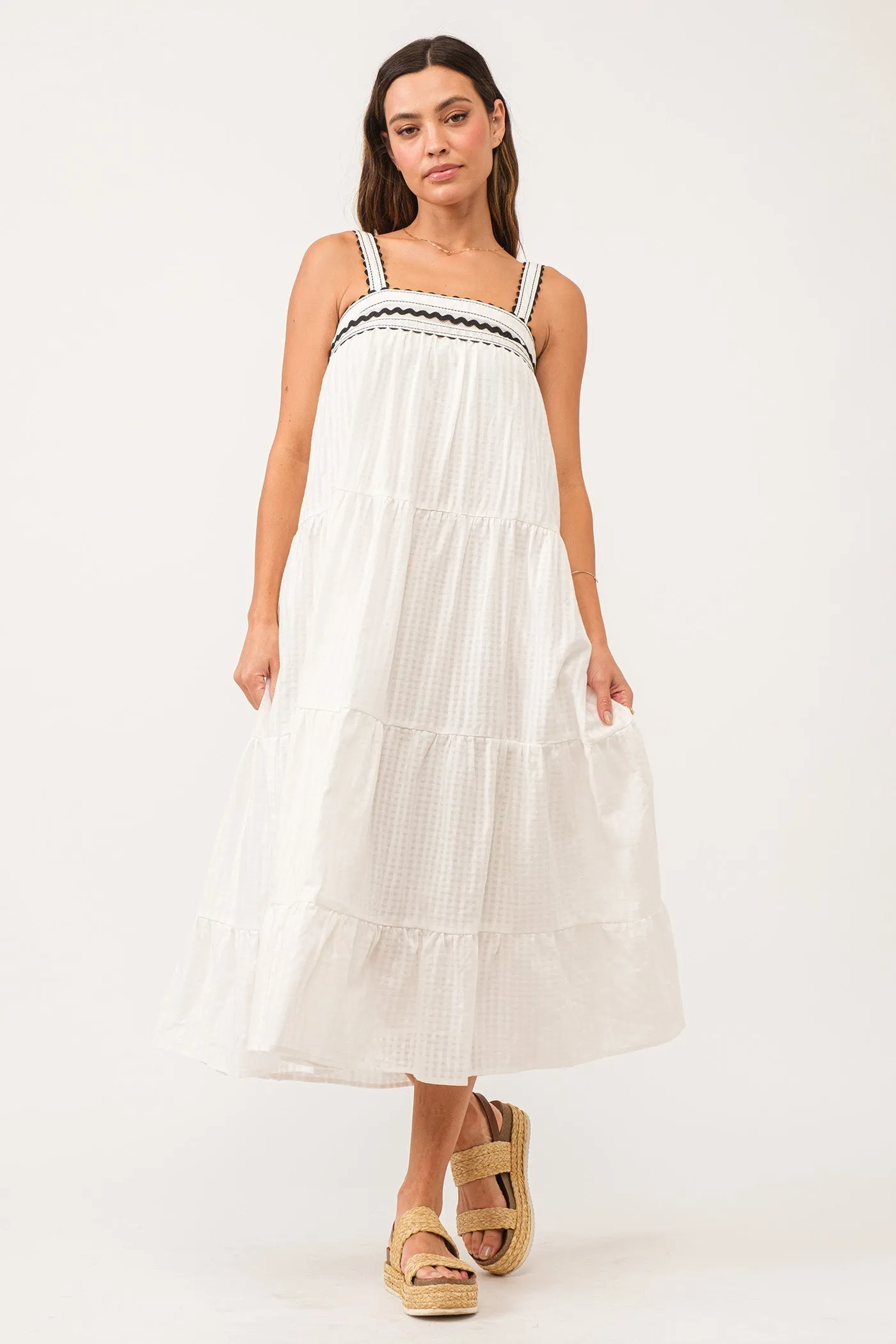 STEVIE RUCHED STRAP DRESS WHITE