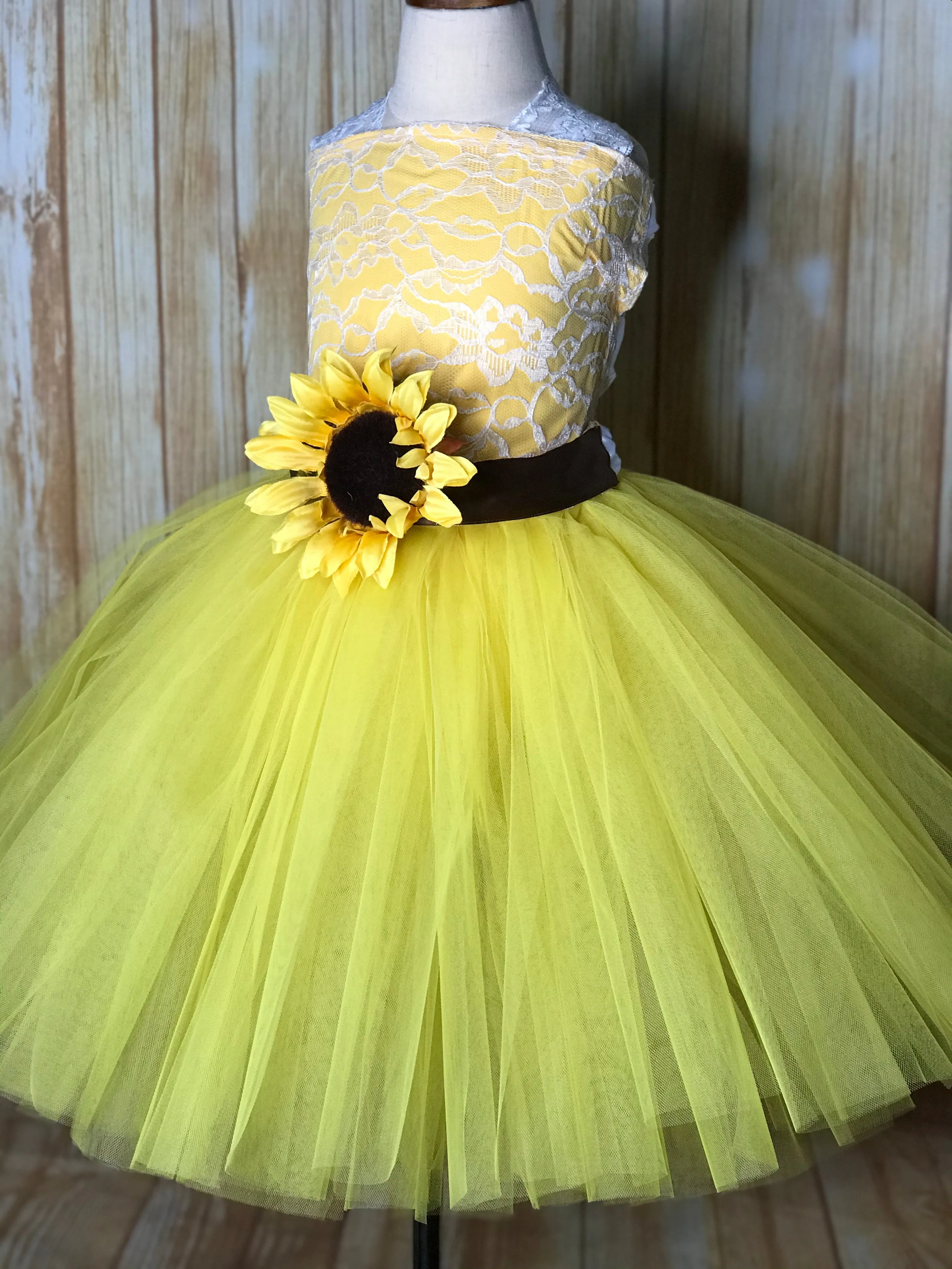 Sunflower Tutu Dress, Sunflower Flower Girl Dress