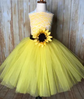 Sunflower Tutu Dress, Sunflower Flower Girl Dress