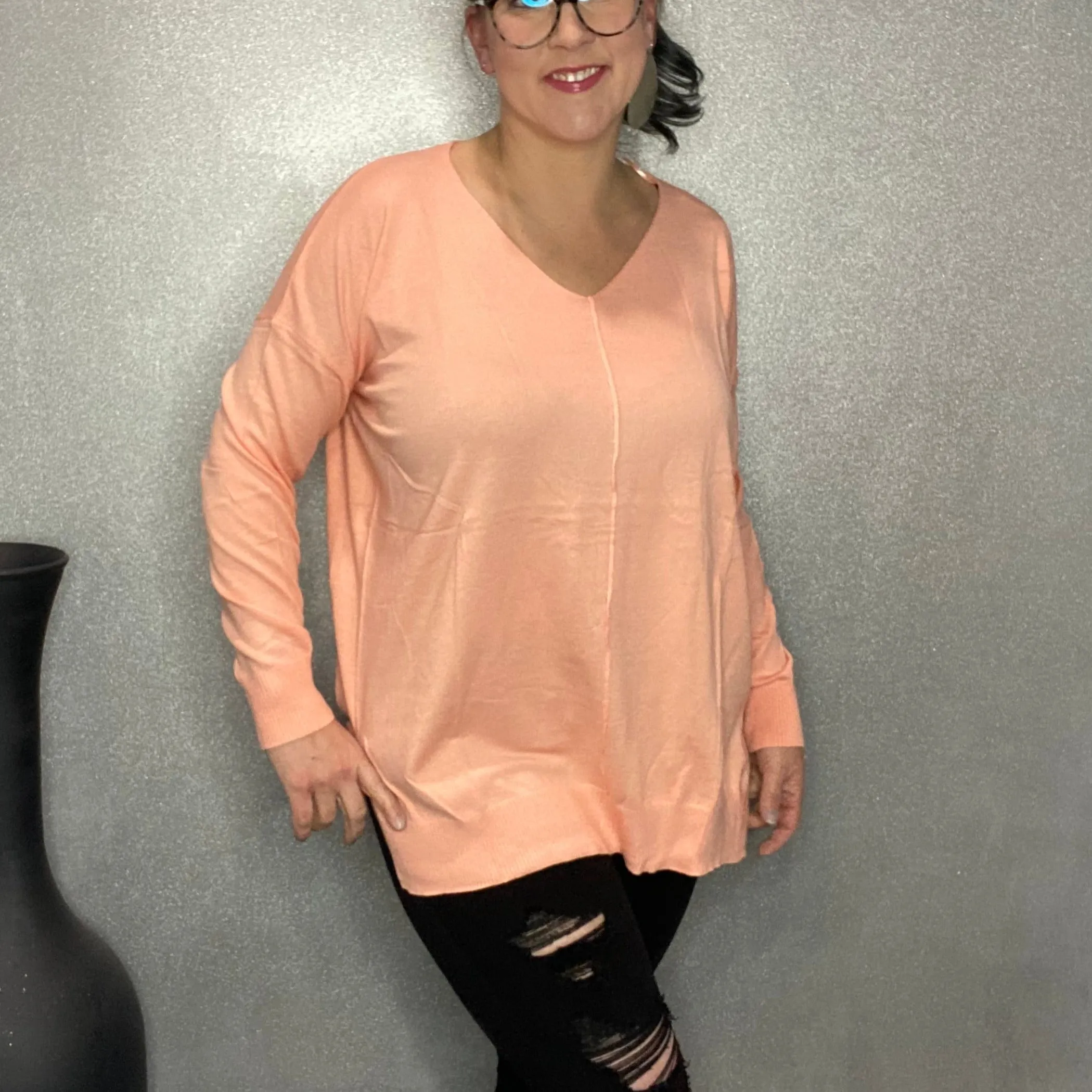 Ultra Soft V-Neck Tunic Sweater