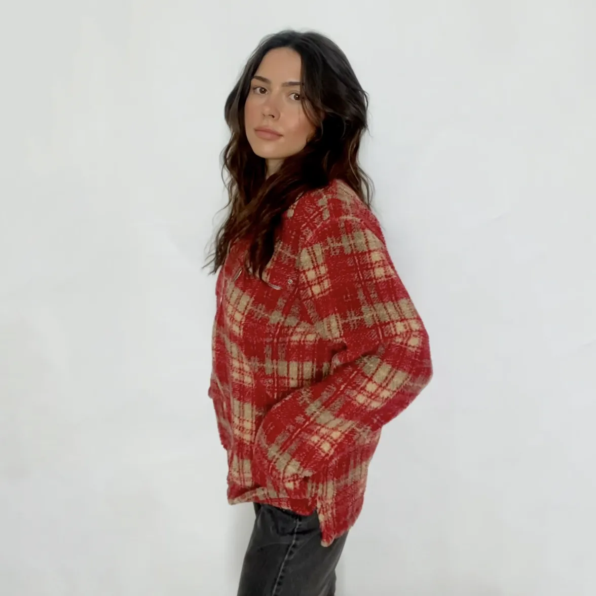 Vintage 90's Plaid Fleece Zip-Up