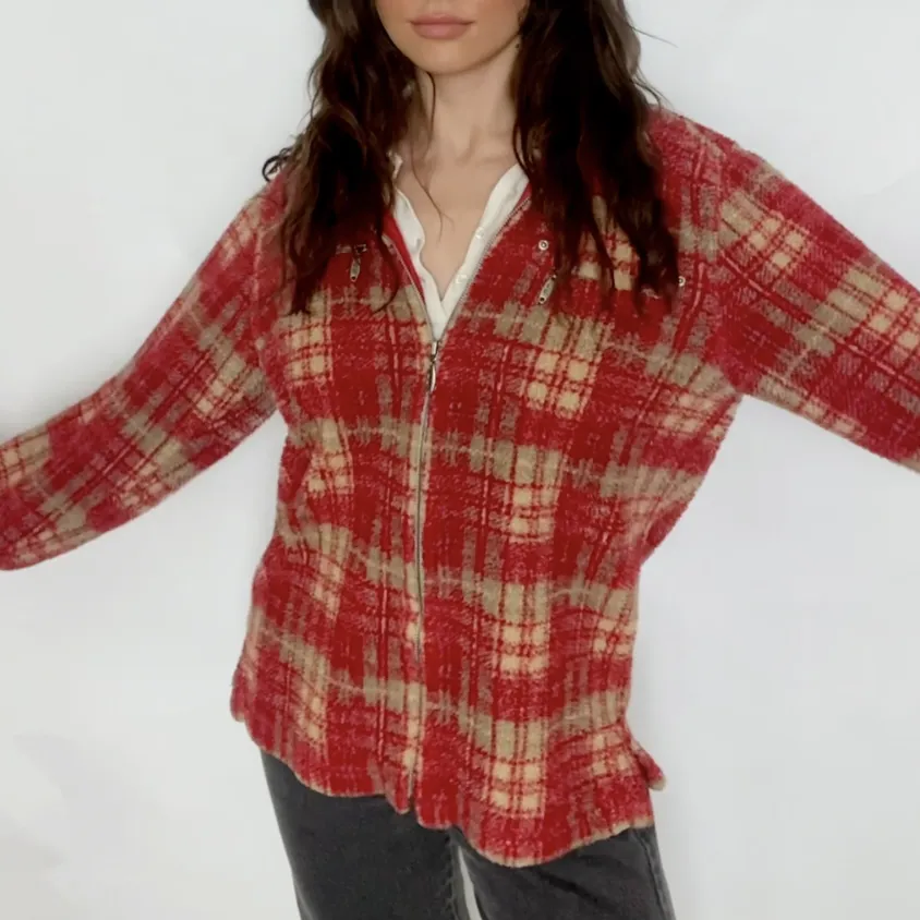 Vintage 90's Plaid Fleece Zip-Up