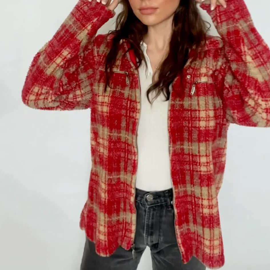 Vintage 90's Plaid Fleece Zip-Up