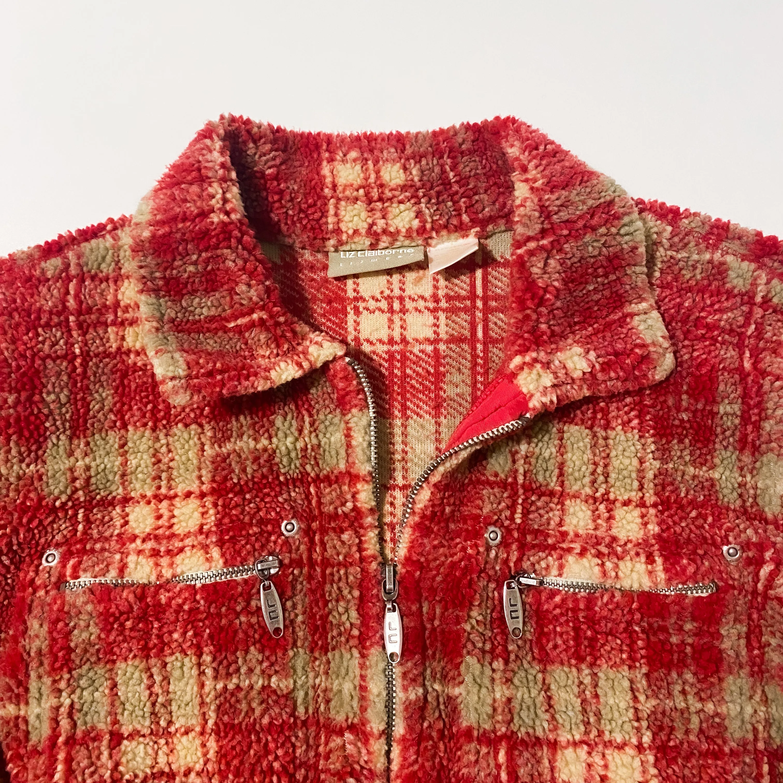 Vintage 90's Plaid Fleece Zip-Up