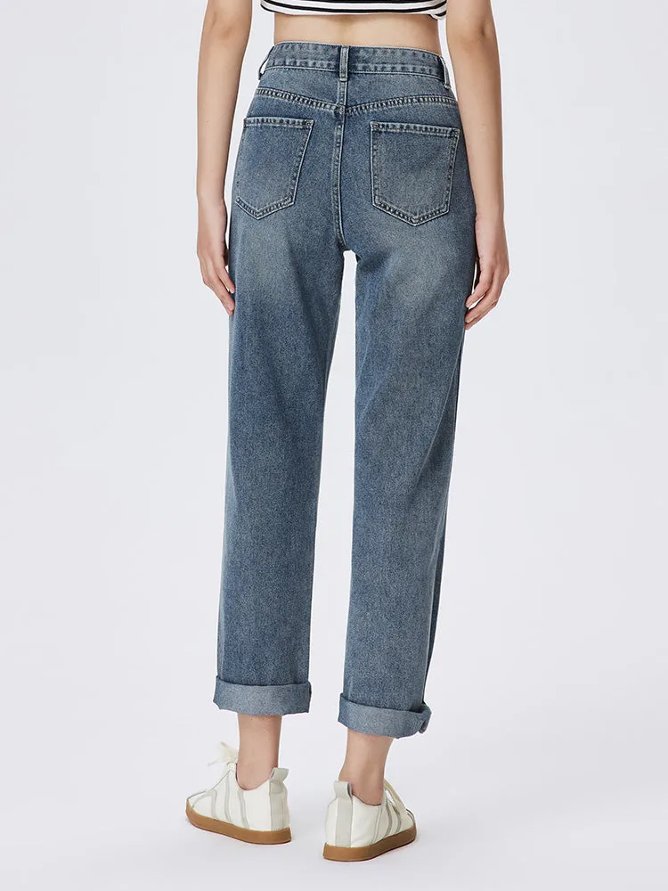 Women's Denim Comfortable Cool Antibacterial Straight Pants